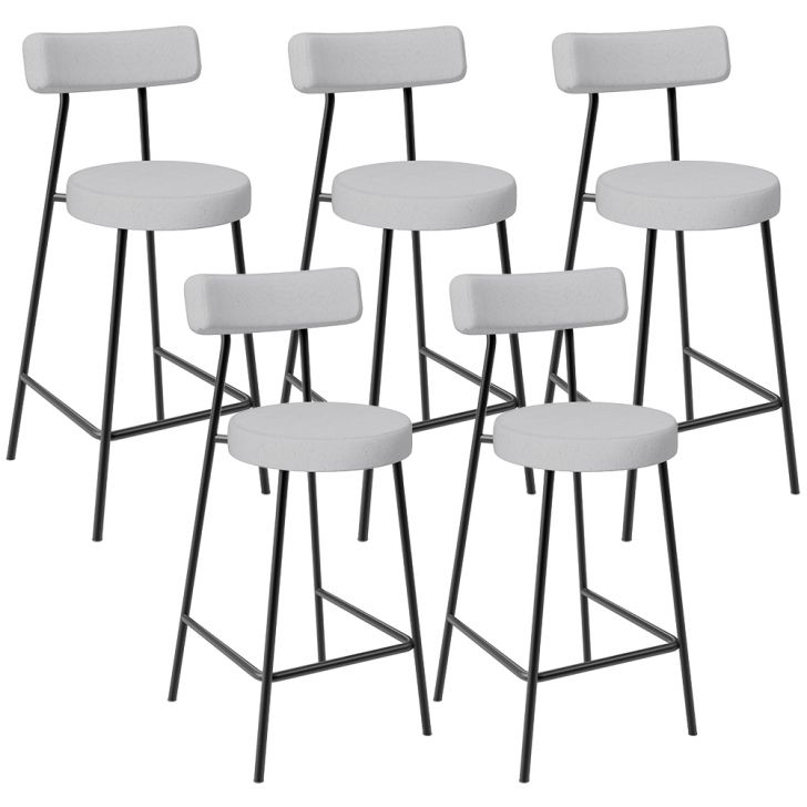 Kit 05 Banquetas Baixa Para Cozinha Sala De Jantar Bancada Milão L02 Linho Cinza - Lyam Decor
