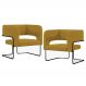 Kit 02 Poltronas Decorativas Scarlett D02 Base de Aço Preto Veludo Mostarda B-260 - Lyam Decor