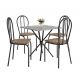 Conjunto de Mesa Quadrada com Tampo Granito e 4 Cadeiras Léia Revestimento Sintético Preto e Rattan