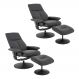 Kit 2 Poltronas de Massagem Reclinável e Giratória Arizona com Apoio de Pés Pu Preto G56 - Gran Belo