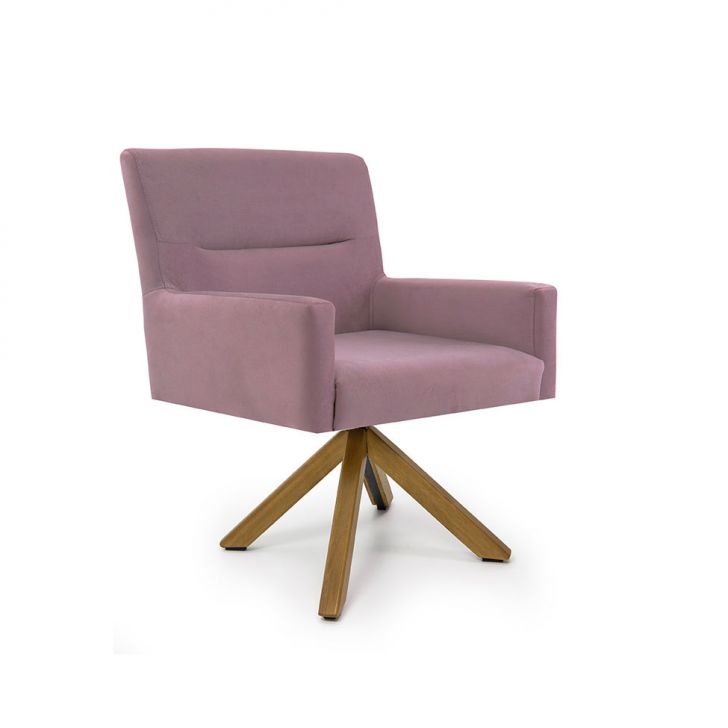 Poltrona Giratória Angel Iii Veludo Rosa