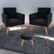Conjunto Poltronas e Puff Anari Veludo Inca Preto