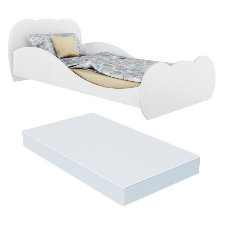 Cama Solteiro com Colchão Incluso 88 x 188 cm  100% MDF Safira Multimóveis Branca