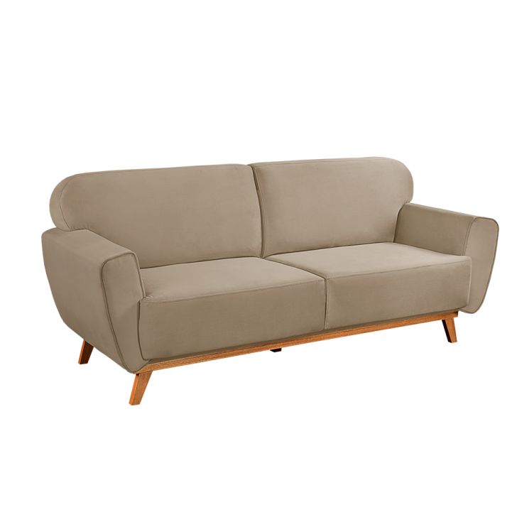 Sofá 3 Lugares Floret Veludo Bege