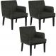 Kit 03 Poltronas Decorativas Sala de Estar Base Preto Beatriz W01 Linho Chumbo - Lyam Decor