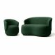 Conjunto de Poltrona + Namoradeira Decorativa Sala Estar Orgânica Beatriz Boucle Verde - Montanaris Decor