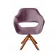 Poltrona Giratória Zara Base Madeira - Veludo Roxo
