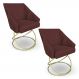 Kit 2 Poltronas Luxo Alana Suede Marsala Base de Ferro Dourado - Pallazio