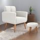 Jogo Poltrona e Puff para Sala Oliver Boucle Bege