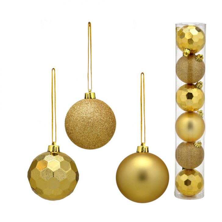 Kit com 6 Bolas Natalinas Espressione Dourado 7 cm