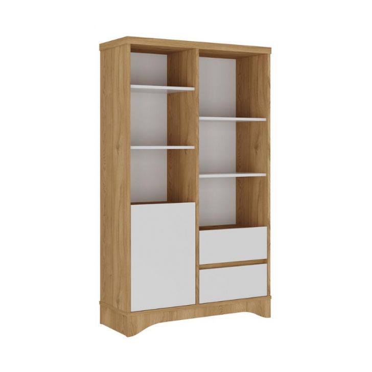 Estante com 4 Prateleiras e 1 Porta Girona Olmo Branco
