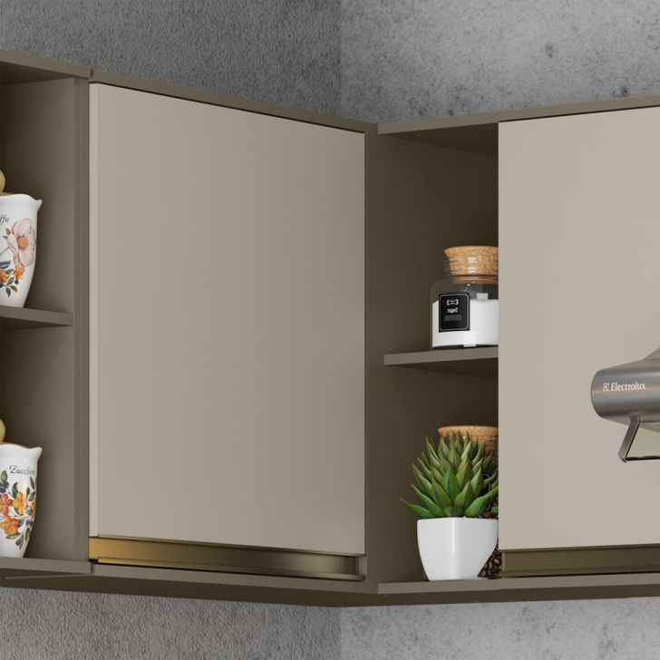 Armário Aéreo de Canto Évelin 1 Porta Duna e Cristal