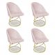Kit 04 Cadeiras Poltrona de Jantar Bela Suede Rosa Bebê Base Metálica Luxo Dourado - Pallazio
