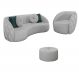 Conjunto Decorativo Sofá 240cm e Poltrona Clarke com Puff Round Linho Cinza G45 - Gran Belo