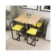 Conjunto Mesa Pinus 4 Cadeiras Estofado Industrial Black e Amarelo