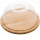 Queijeira Redonda de Bambu com Tampa de Acrílico Porta Bolo 18x18x8cm Lyor