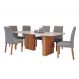Image of Conjunto de Mesa de Jantar Retangular com Tampo de Vidro Off White Ester e 6 Cadeiras Clarice Linho Grafite e Cinamomo MO895TA92DOTMOB