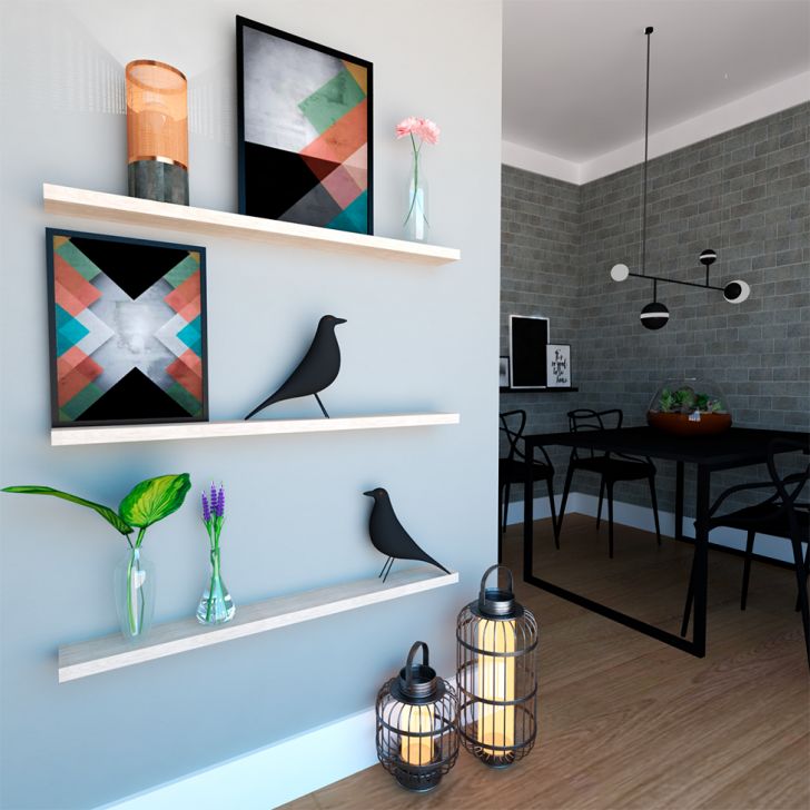 Conjunto com 3 Prateleiras Ardo Geneve 90 cm