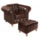 Kit Conjunto Poltrona Com Puff Chesterfield Capitonê Luís Xv - Couríssimo Café