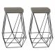 Kit 2 Banqueta Decorativa Kathy Base Preta Veludo Cinza G41 - Gran Belo