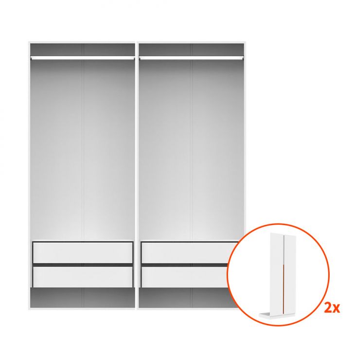 Guarda-roupa Modulado Com Cabideiros New Tuyo 4 Portas Articuladas 4 Gavetas Branco E Itapuã 180 Cm