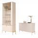 Jogo Aparador e Cristaleira Valentine Off White Dourado