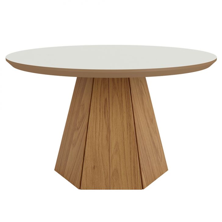 Mesa de Centro Redonda Brianna Freijó e Off White