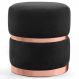 Puff Decorativo Com Cinto e Aro Rosê Round B-300 Veludo Preto - Domi