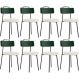 Kit 08 Cadeiras Decorativa Estofada Sala De Jantar Barcelona L02 Facto Verde Musgo Linho Cru - Lyam