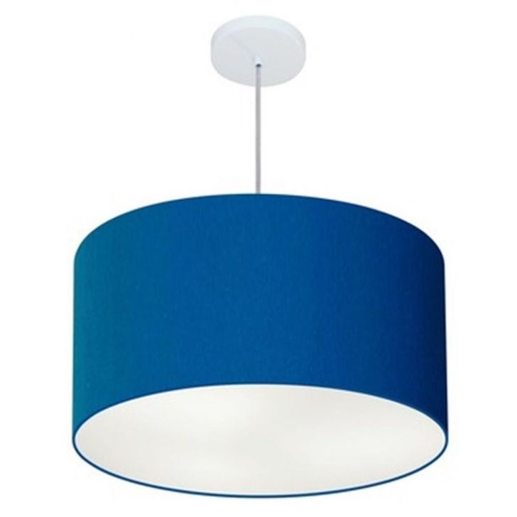 Pendente Cilíndrico Md-4101 Cúpula em Tecido 60x30cm Azul Marinho - Bivolt