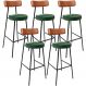 Kit 05 Banquetas Alta Bar Cozinha Sala Jantar Milão L02 Couríssimo Camel Facto Verde - Lyam Decor