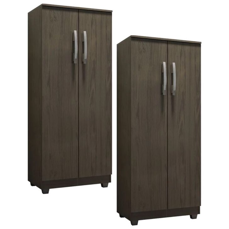 Kit 2 Armários Organizador Multiuso Rosana 2 Portas Castanho - AJL Móveis