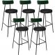Kit 05 Banquetas Alta Bar Cozinha Sala De Jantar Milão L02 Facto Verde Couríssimo Preto - Lyam Decor