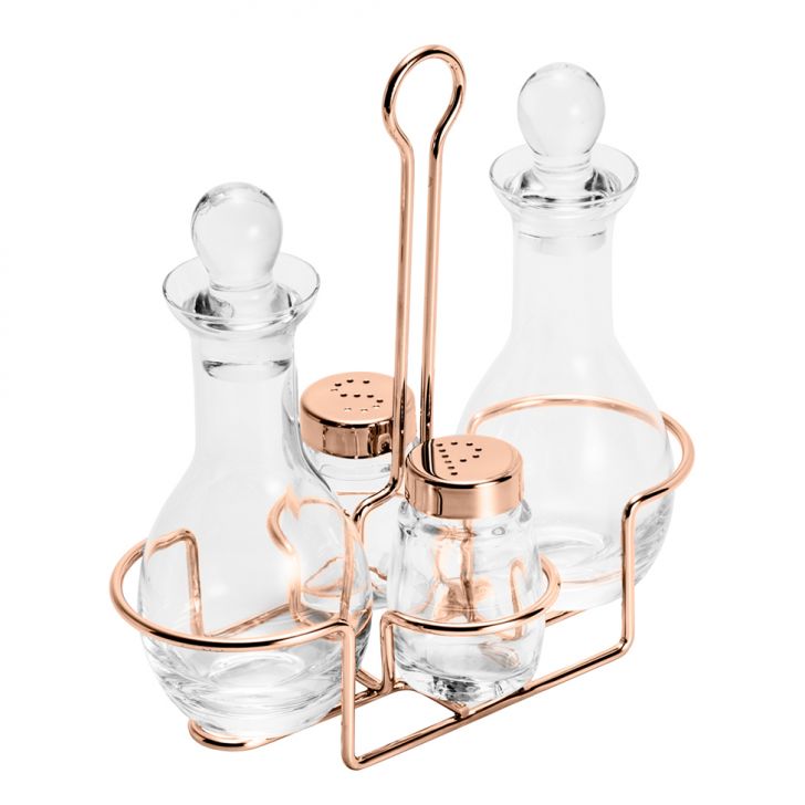 Conjunto De Galheteiro Com 4 Peças Sous Chef Incolor E Rosé