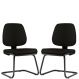 Kit 02 Cadeiras Para Escritório Job L02 Fixa Couro Sintético Preto - Lyam Decor