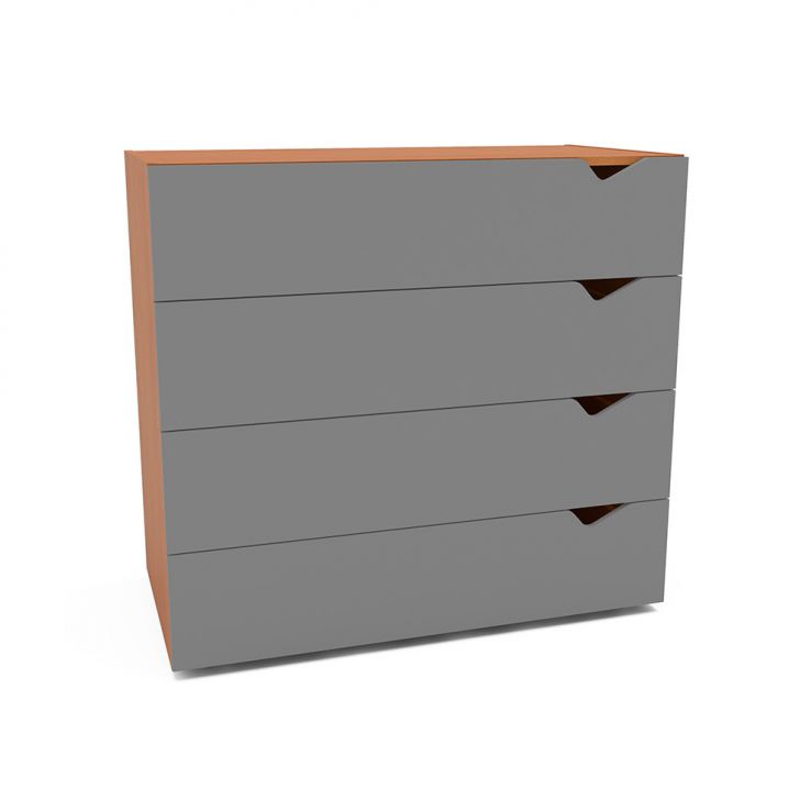 Cômoda Porto 4 Gavetas Cinza e Freijó