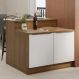 Ilha de Cozinha com Bancada e Balcão 120 cm Rustic/Branco Lux Madesa