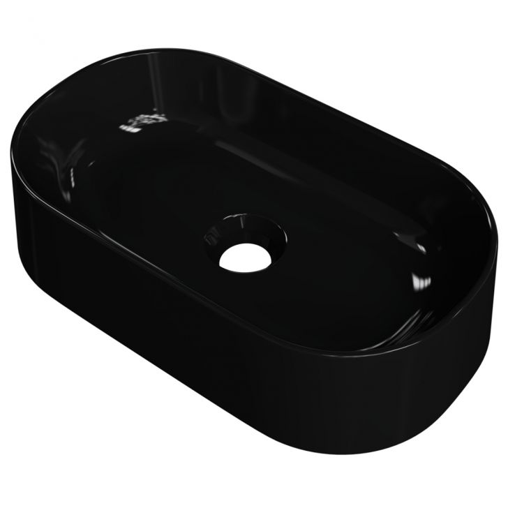 Cuba Pia de Apoio Para Banheiro Oval 43cm Hera C08 Preto - Mpozenato