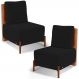 Kit 02 Poltronas Decorativas Sala de Estar Living Hungria L02 Couríssimo Camel Suede Preto - Lyam