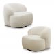 Kit 2 Poltronas Decorativas Charlote Sala de Estar Base Giratória em Aço Bouclê Bege G88 - Gran Belo