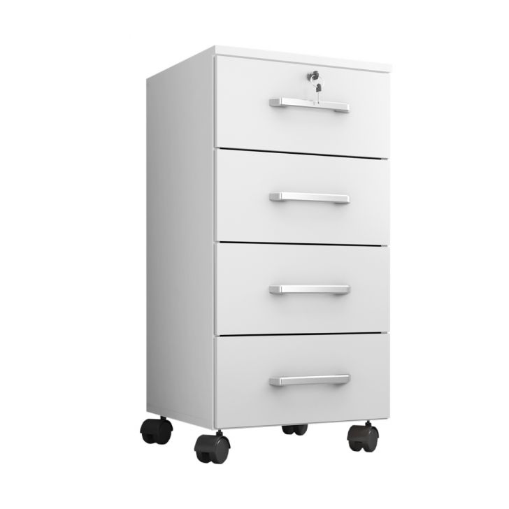 Gaveteiro Escritório 4 gavetas com Rodízio Gávea Branco - Montanaris Decor