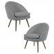Kit 2 Poltronas Decorativas Pés Palito Rafa C-416 Linho Tressê Cinza Escuro - Domi