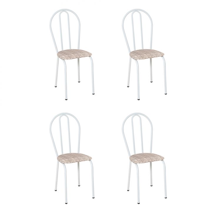 Conjunto com 4 Cadeiras Madryn Bege e Branco