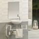 Conjunto Gabinete Banheiro Vidro Glass 80cm Branco + Cuba Branca