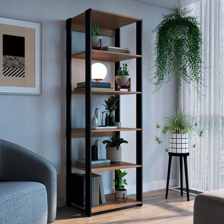 Estante Merlin Preta 183x60 cm