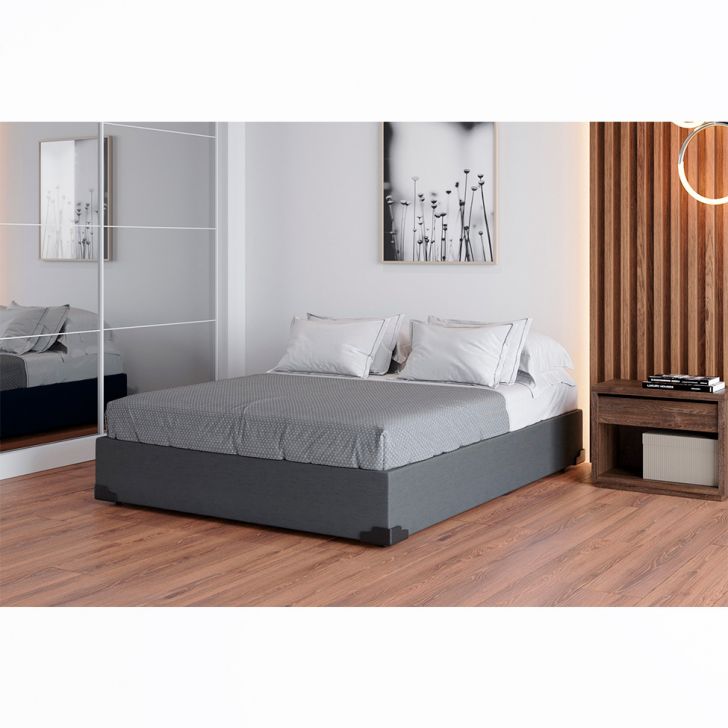 Base Para Cama Box Casal Joe Linho (36x138x188) Grafite