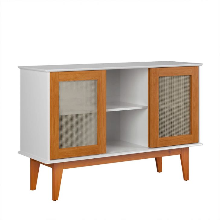 Buffet Detroit 3 PT Branco e Madeira