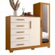 Comoda New Master Quarto Com 5 Gavetas 2 Portas e Espelho Cinamomo/Off White