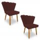 Kit 02 Cadeiras Poltrona Flor Veludo Marsala Pés Palito Castanho - Pallazio