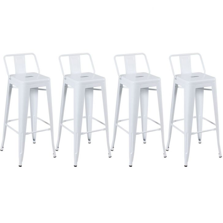 Kit 4 banquetas altas Iron Tolix com encosto 76 cm Branco